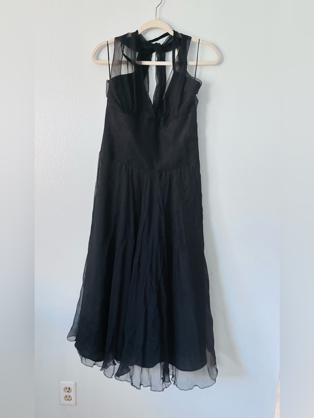 MaxMara Black Backless Chiffon Evening Dress